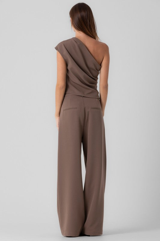 Mocha One Shoulder Top
