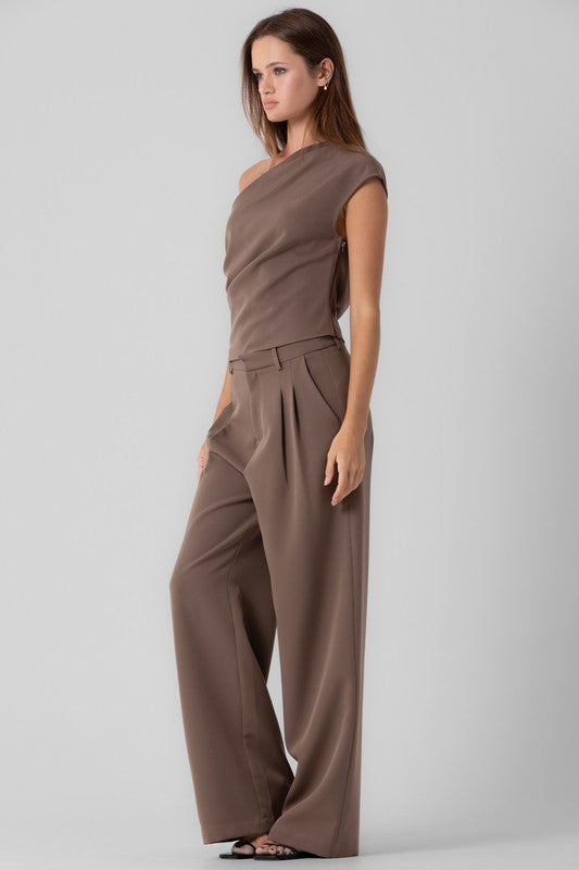 Mocha One Shoulder Top