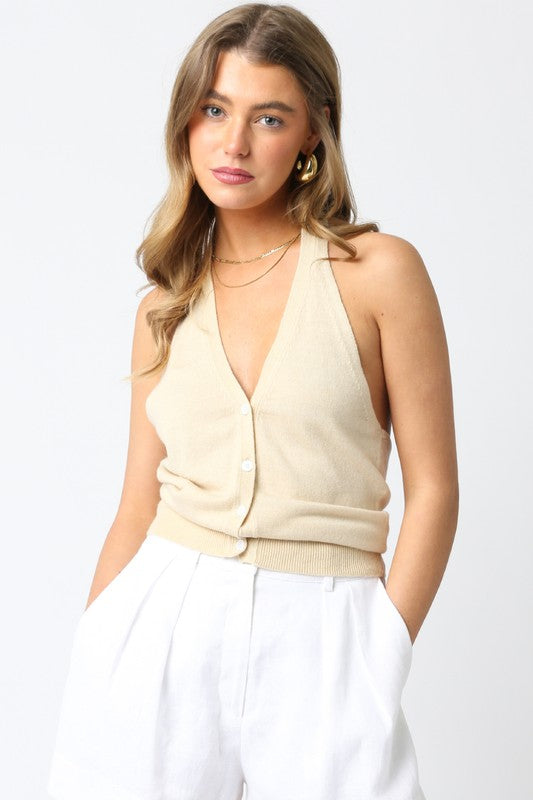 Halter Knit Top - Natural