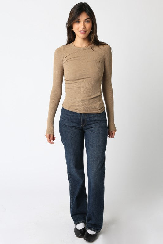 Mocha Long Sleeve Knit Top