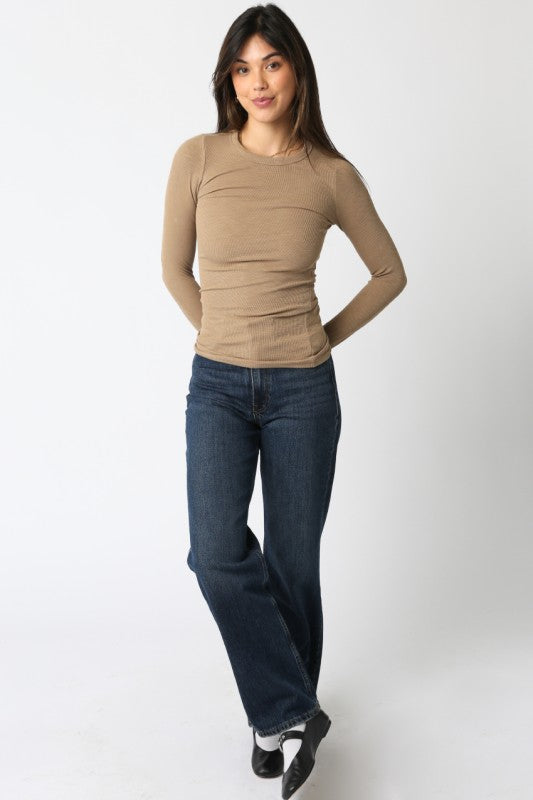 Mocha Long Sleeve Knit Top