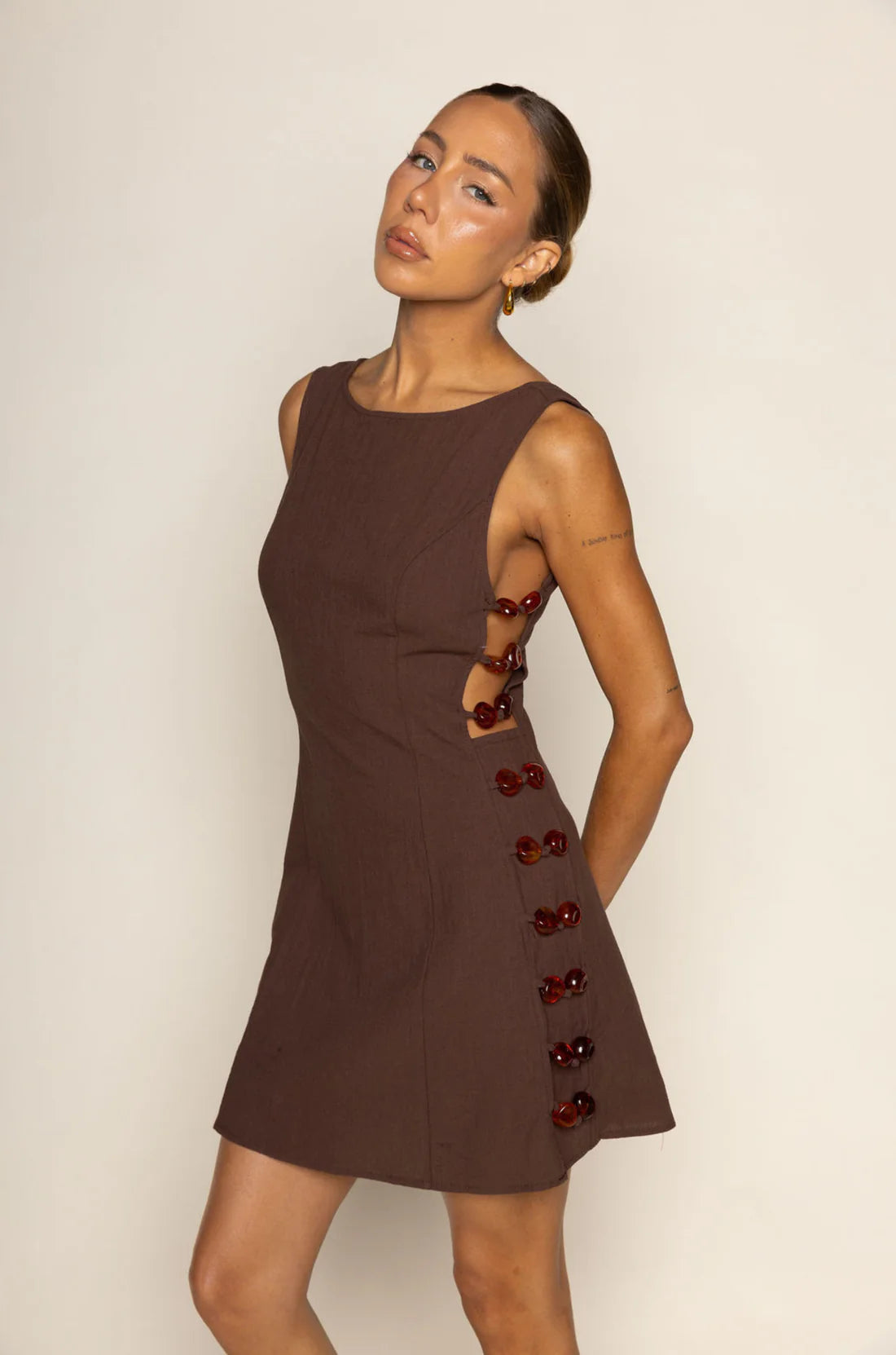 Brown Beaded Dress