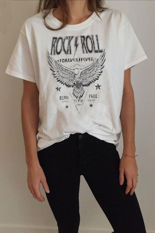 Women's Rock & Roll Vintage Graphic Tee - Short Sleeve Casual Cotton Blend T-Shirt For Concerts & Music Lovers