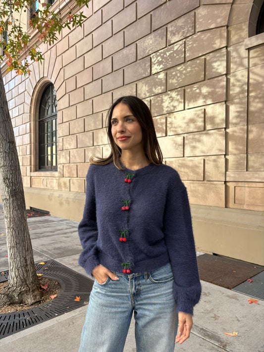 Navy Cherry Cardi